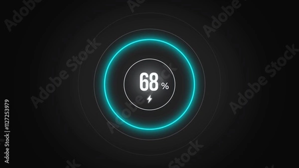 Fototapeta Loading screen at 68%, screen cell phone display while charging battery 68%.