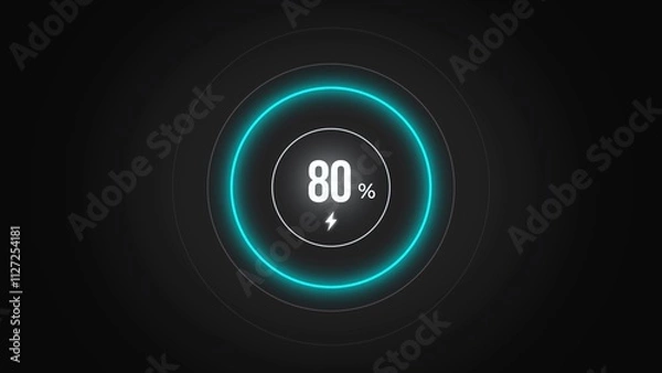 Fototapeta Loading screen at 80%, screen cell phone display while charging battery 80%.