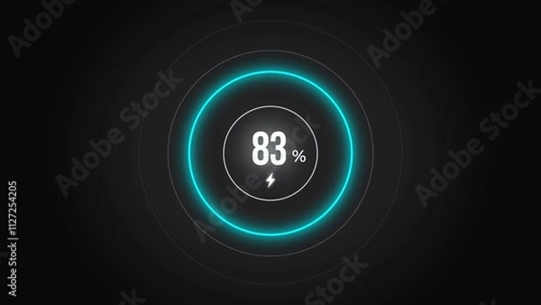 Fototapeta Loading screen at 83%, screen cell phone display while charging battery 83%.