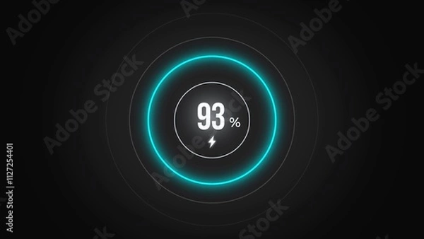 Fototapeta Loading screen at 93%, screen cell phone display while charging battery 93%.