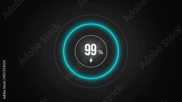 Fototapeta Loading screen at 99%, screen cell phone display while charging battery 99%.