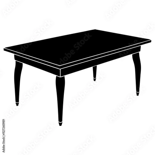 Fototapeta Black table furniture shape collection icons.  Table art front view. Table modern style silhouette art & illustration.