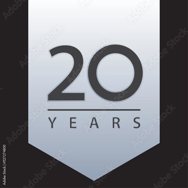Obraz 20 years tag blue and silver gradient for celebration, events, anniversary