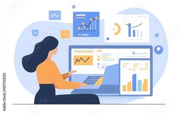 Fototapeta A business person utilizing digital marketing tools to drive growth and engage audiences effectively.