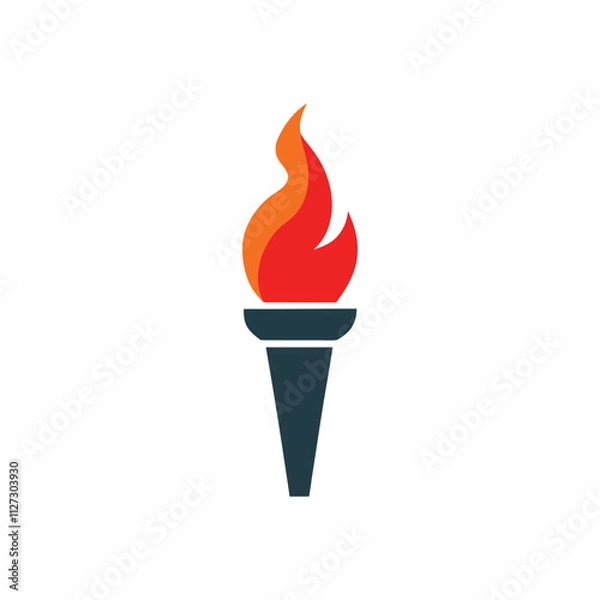 Fototapeta Stylish Flaming Torch Vector Illustration for Symbolic Power, Illumination, and Decorative Design