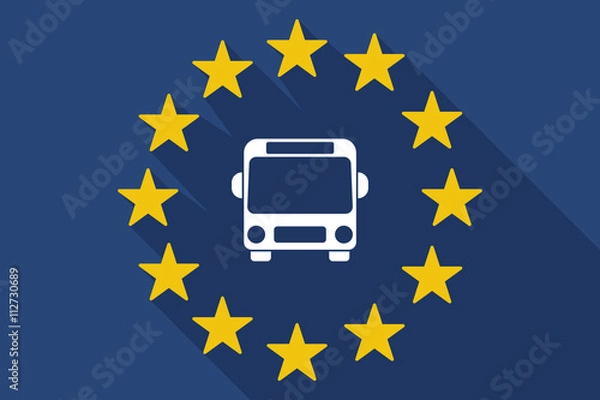 Obraz long shadow EU flag with  a bus icon