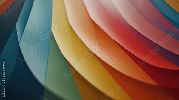 Fototapeta Colorful paper sheets arranged in layers showcasing vibrant hues for creative design and graphic art inspiration.