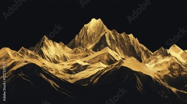 Fototapeta landscape wallpaper design with Golden mountain line arts, luxury background design for cover, invitation background, packaging design, fabric, and print. Vector illustration.