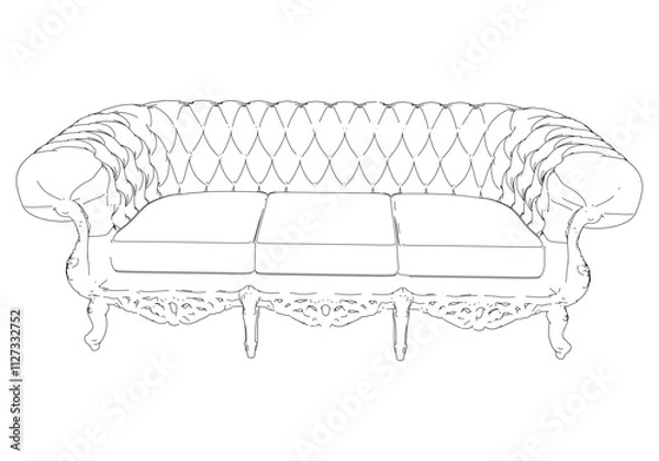 Fototapeta Vintage sofa vector set. Baroque and classic style sketches for luxurious home interiors. Ideal for traditional furniture enthusiasts.