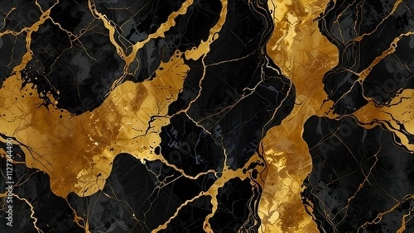 Fototapeta Onyx gold black marble texture, abstract pattern