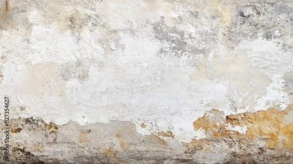 Fototapeta Aged Grunge Cement Wall Texture Background Showing Faded White Paint and Cracked Surface Ideal for Architectural Design and Creative Projects