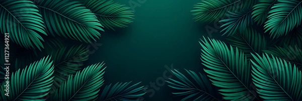 Fototapeta Tropical leaf designs in dark colors create a unique blend of creative and minimalist art backgrounds for decoration patterns._00003_