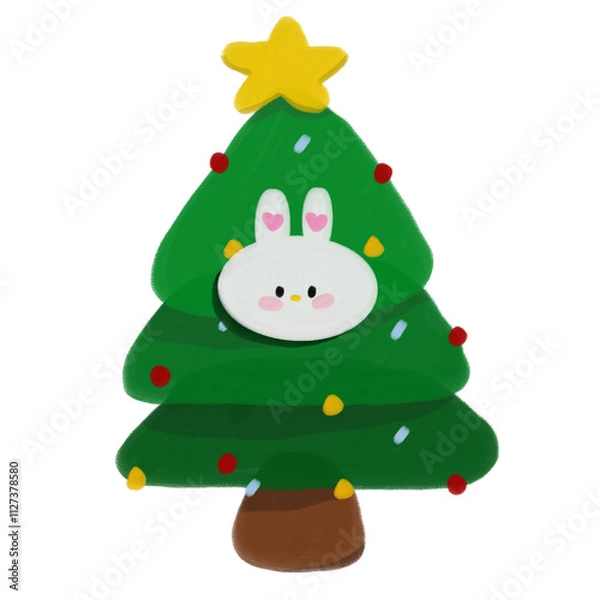 Obraz christmas tree with a snowman