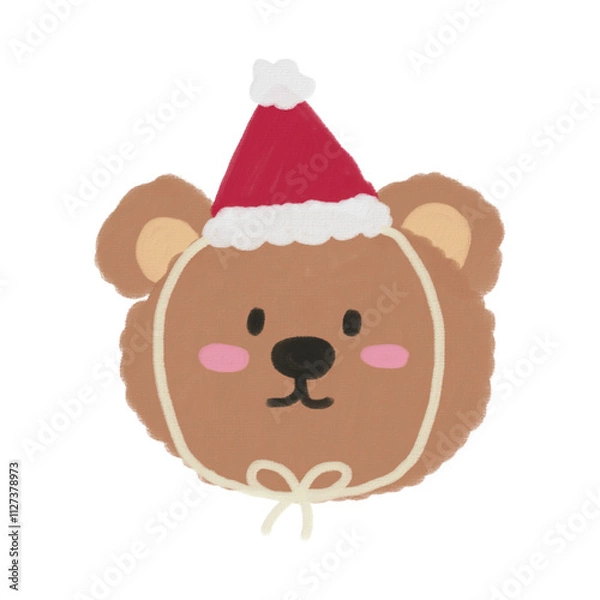 Obraz teddy bear with christmas hat