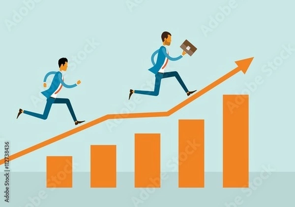 Fototapeta  two business man competitive on graph  concept