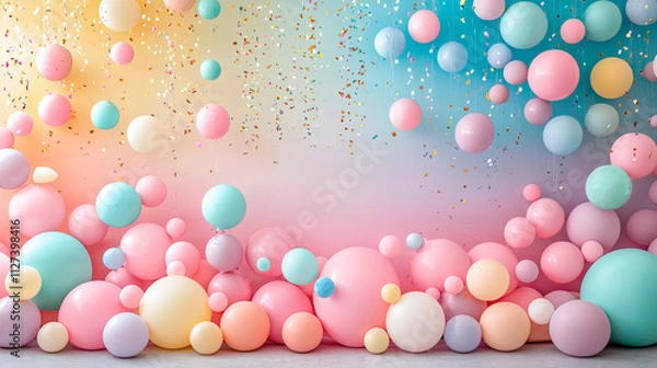 Fototapeta Photo zone with balloons. Selective focus.