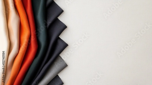 Fototapeta A variety of raw textiles featuring wool, cotton, and silk, displayed to emphasize natural textures and colorful versatility.