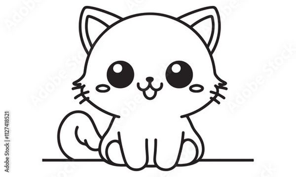 Fototapeta Cartoon Dog and Cat Playing Together