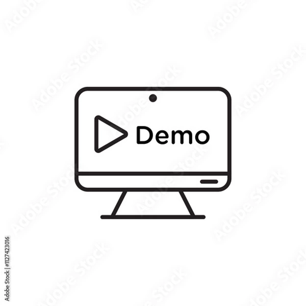 Fototapeta Demo video icon Vector flat thin line illustration