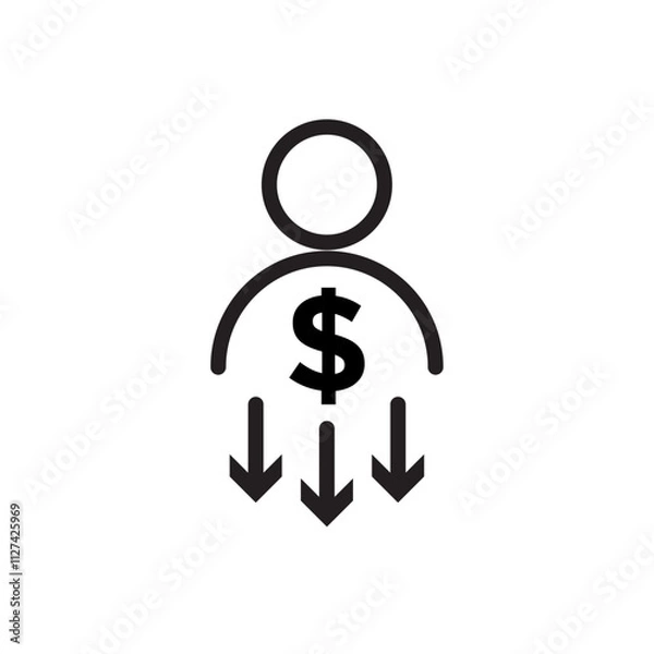Fototapeta Reduce labor costs icon Vector flat thin line illustration