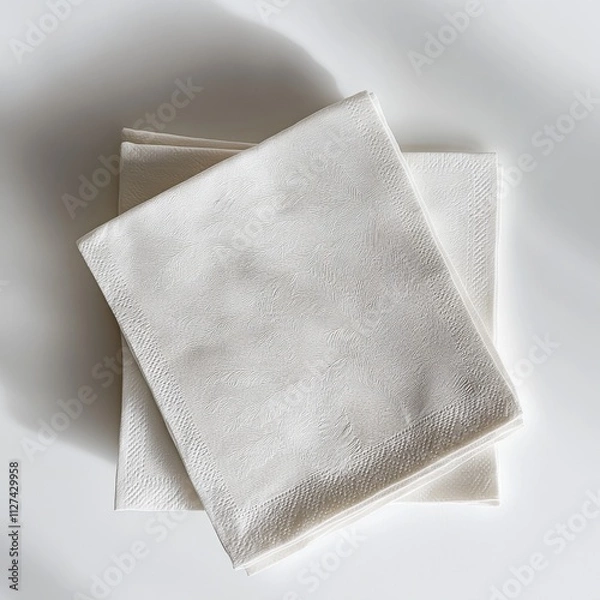 Fototapeta Elegant stack of textured white napkins