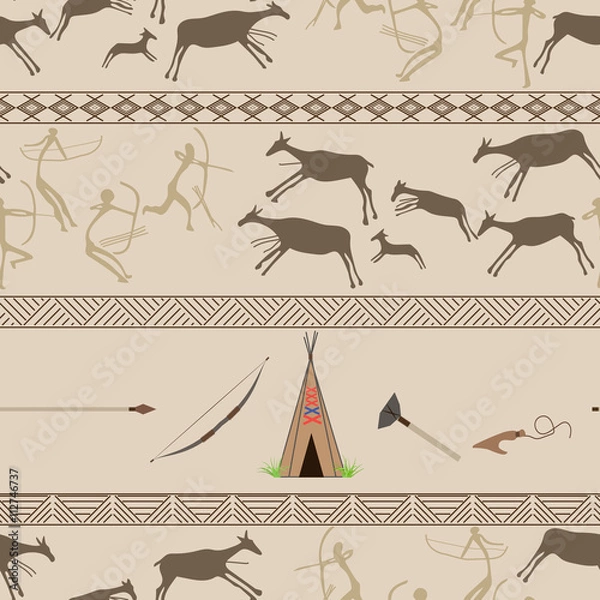 Obraz Cave Painting Seamless Pattern