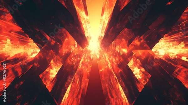 Fototapeta Abstract fractal light background created through 3d rendering. Fractal. Illustration