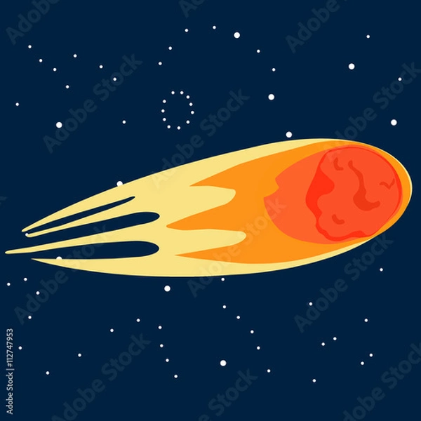 Obraz Comet and the star sky & Flat design