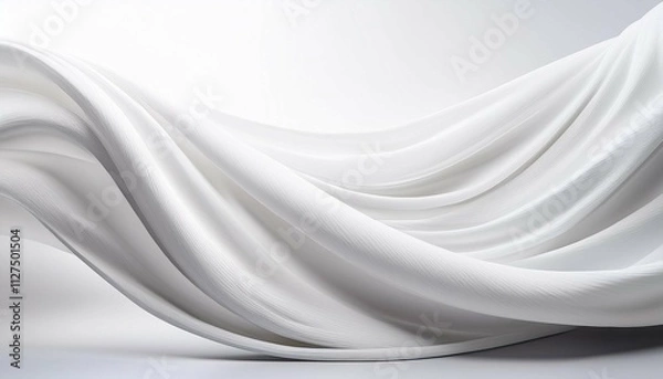 Obraz curtain white wave and soft shadow and blur frabic shapes curve designs abstract backround on isolated