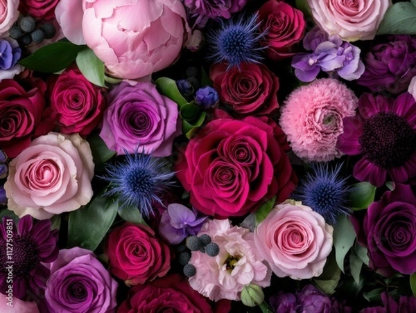 Fototapeta Brightly colored flowers arranged in a vibrant design