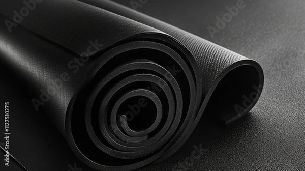 Fototapeta Yoga mat, carpet from rubber foam for pilates, sport training and meditation. Vector realistic mockup of gym equipment, rolled up and spread out blank mattress for yoga, fitness and exercise top view