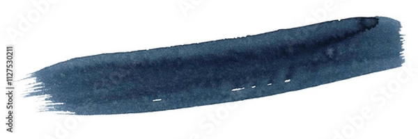 Obraz Large dark blue watercolor brush strokes. Indigo color strokes on the paper texture for posters, banner, template postcard design. Abstract background hand-painted. Water stains for design on a white