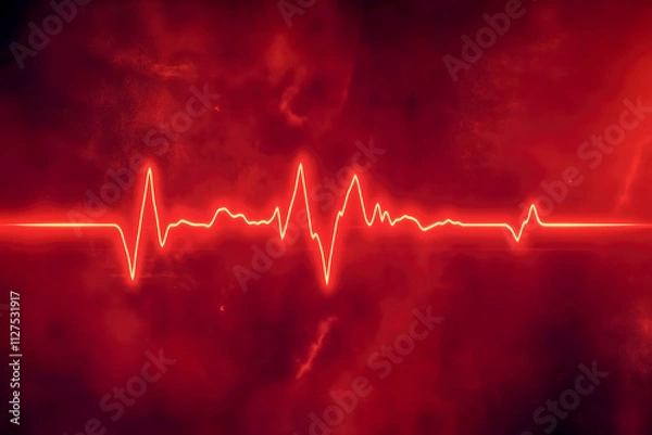 Fototapeta ECG strip showing a rhythm with irregular P waves, QRS complexes, and T waves