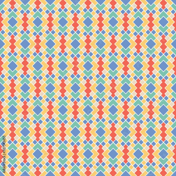 Fototapeta Moroccan seamless pattern design. Traditional geometric islamic repetition vector pattern.