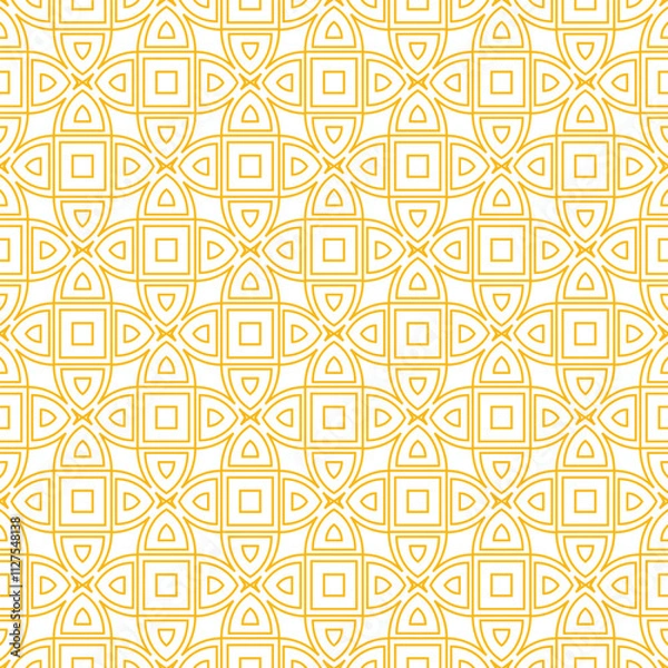 Fototapeta Seamless oriental vector pattern. Golden luxury geometric repeat pattern for ornament.