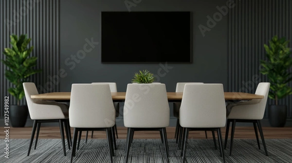 Obraz Elegant business menu ambiance at modern conference table in contemporary office setting