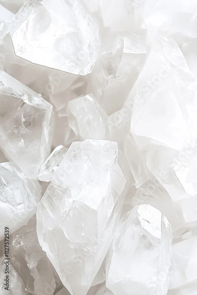 Fototapeta Delicate Large Quartz Crystals on a White Clean Background