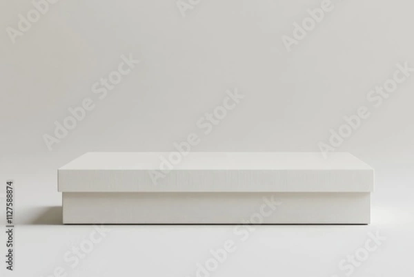 Fototapeta Empty White Flat Box with Hinged Flap Closure on Clean Background - Ideal for Branding and Advertising Mockups
