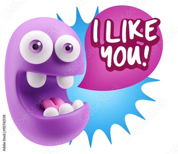 Fototapeta 3d Illustration Laughing Character Emoji Expression saying I Lik