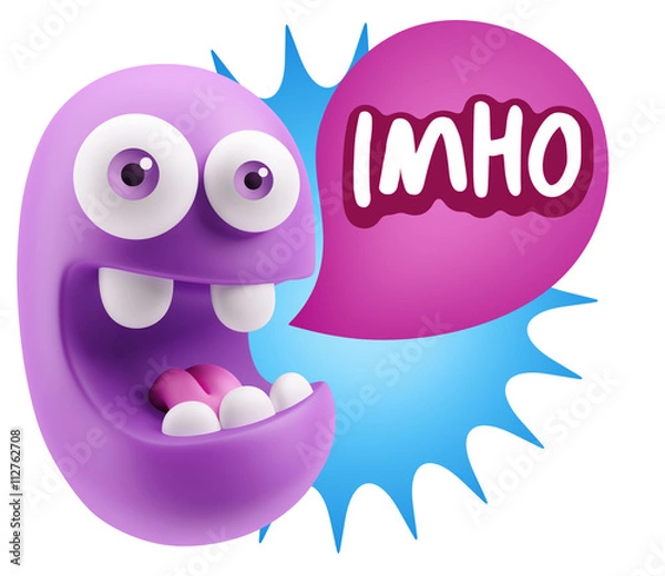 Fototapeta 3d Rendering Smile Character Emoticon Expression saying Imho wit