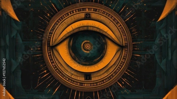Fototapeta Abstract Orange Eye Within Geometric Design