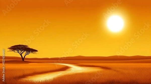 Obraz African Savanna Sunset Landscape