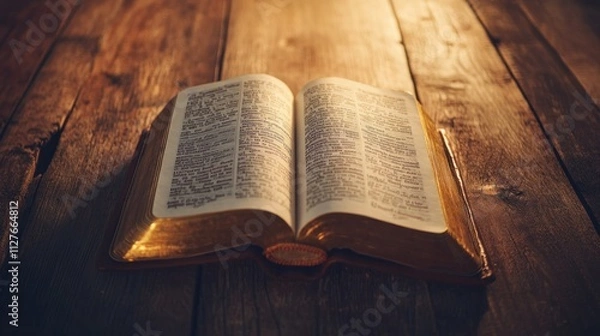 Obraz Holy Book on Wooden Table