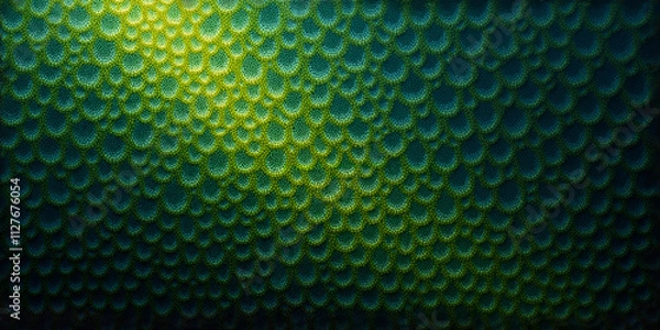 Fototapeta An abstract textured pattern resembling fish scales or organic cells in green and blue hues. Perfect for backgrounds, design projects, and creative artworks.