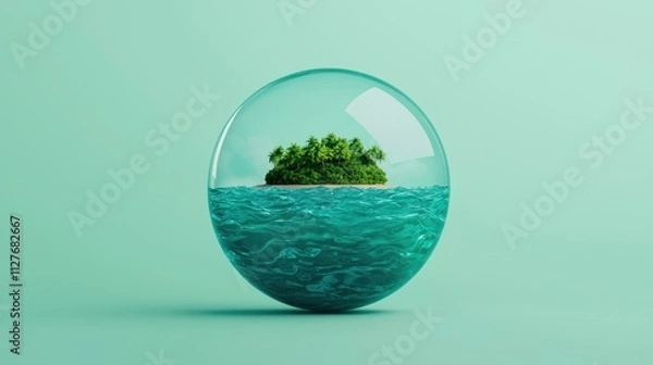 Obraz Isolated Island within Glass Sphere Representing Nature and Serenity
