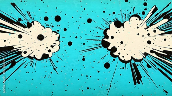 Fototapeta Dynamic Comic Book Explosion Design Elements Burst