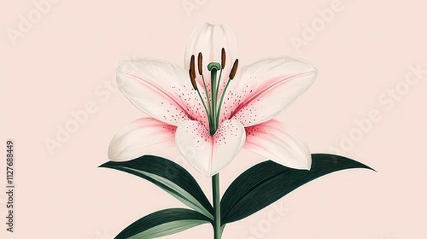Fototapeta Elegant White Lily Flower on Soft Pink Background for Decor