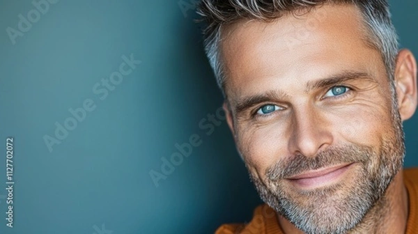 Fototapeta Close-Up of Man with Short Hair Smiling