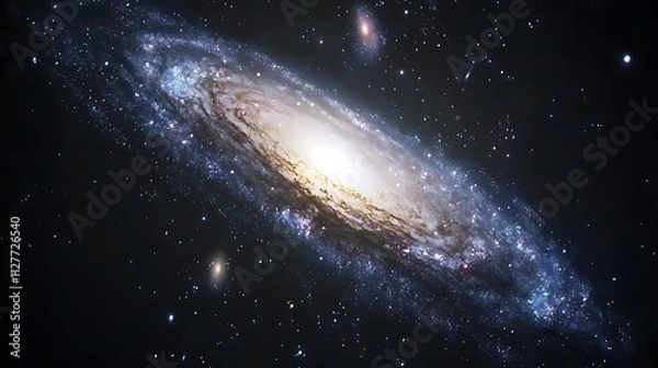 Fototapeta Spiral galaxy in deep space, swirling arms of stars and dust.