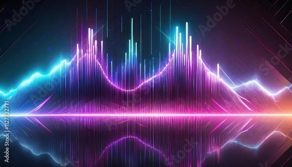 Fototapeta Abstract Background with Equalizer Effect Featuring Neon Lights and Sound Wave Patterns - Vibrant Visuals for Music and Audio Themes